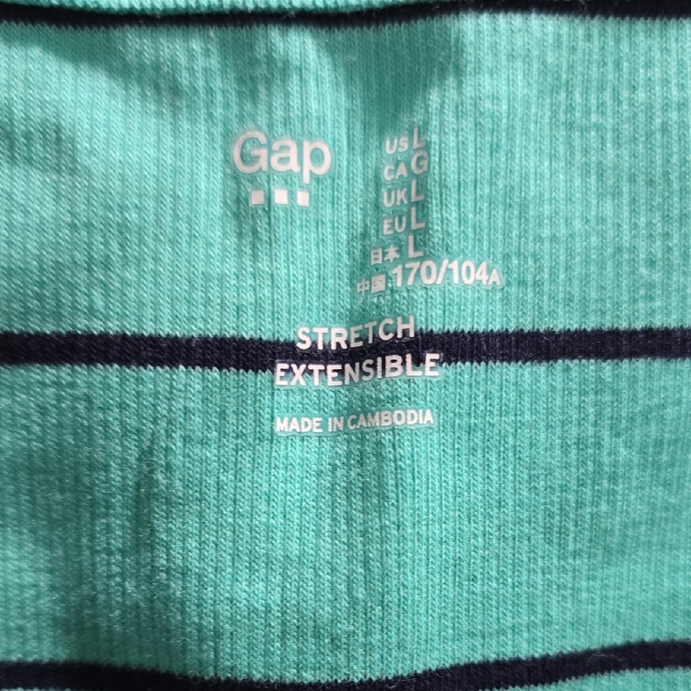 GAP Striped Turquoise Tank Top Size L - Picture 3 of 5